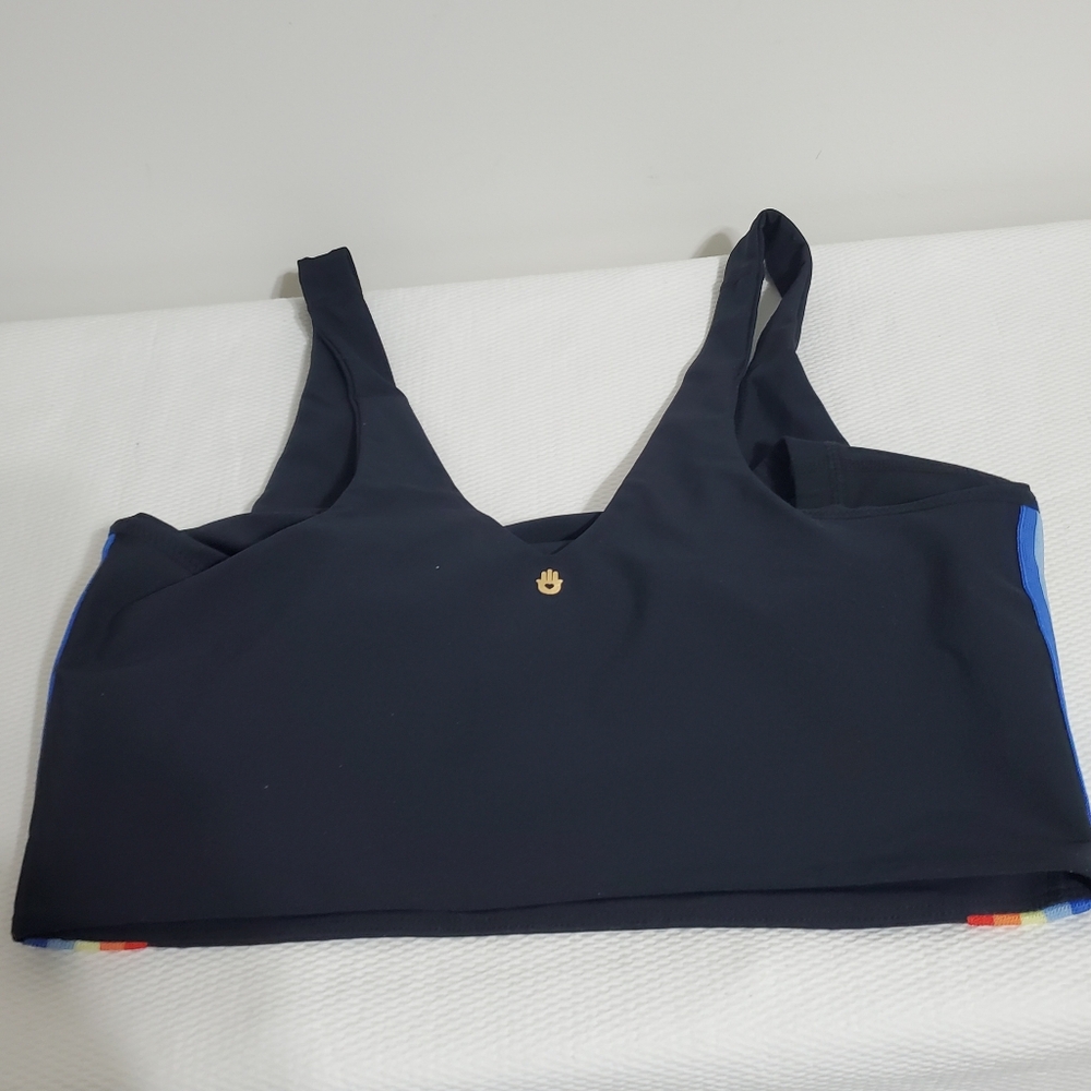 Spiritual Gangster Shakti Brami Rainbow Stripe Sports Bra Black Large - Picture 6 of 8